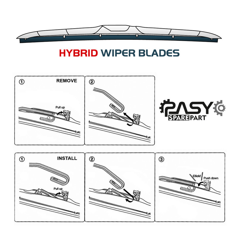تیغه برف پاککن پاسیکو مدل HYBRID PLUS مناسب برای پژو 206 بسته 2 عددی