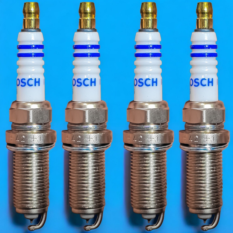 شمع تقویتی خودرو بوش مدل سوزنی ایریدیوم کد Russia+42 پایه بلند مناسب برای پژو 206 تیپ 5 و 207 بسته 4 عددی