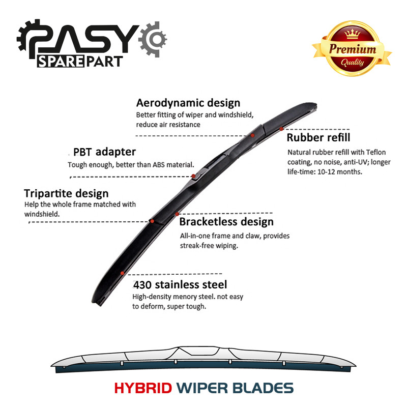 تیغه برف پاککن پاسیکو مدل HYBRID PLUS مناسب برای پژو 206 بسته 2 عددی