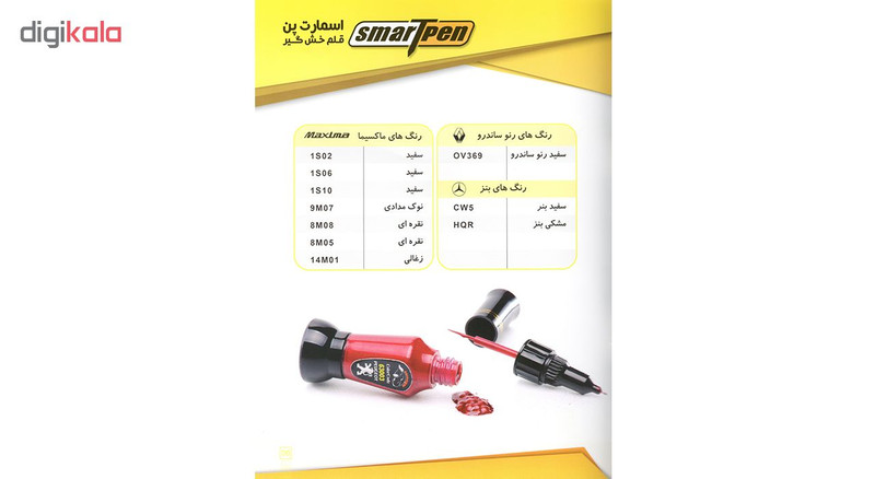 قلم خشگیر بدنه خودرو اسمارت پن رنگ عنابی (شرابی) پژو ایران خودرو کد 63008 حجم 15 میلی لیتر