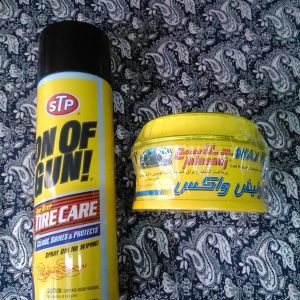 پولیش واکس بدنه خودرو جلاسنج 300 گرمی + اسپری لاستیک STP 595ml