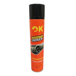 اسپری تمیز کننده لاستیک خودرو اوکی مدل WATERPROOF SHINER حجم 650 میلی‌لیتر