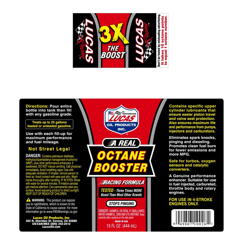 مکمل سوخت لوکاس مدل Octane Booster حجم 444 میلی لیتر