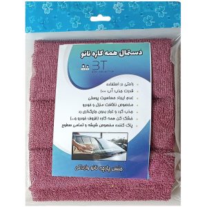 دستمال میکروفایبر نظافت خودرو بی‌تی کد 25×25 بسته 3 عددی
