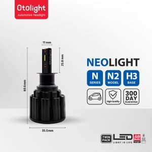 لامپ هدلایت LED اتولایت مدل N2 پایه H3 – بسته 2 عددی